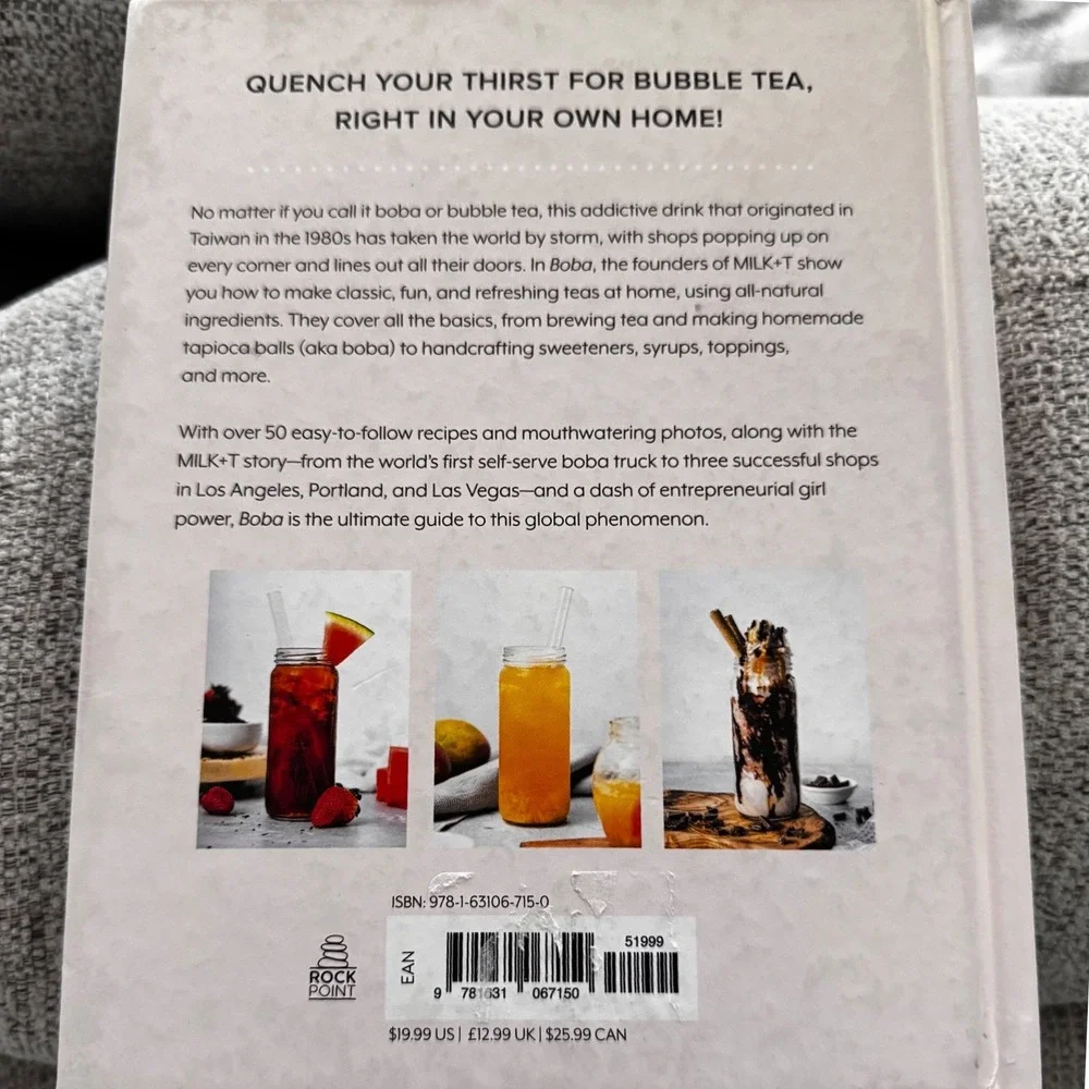 New Hardcover BOBA Cookbook Classic Fun Refreshing Bubble Teas At Home Recipes‎